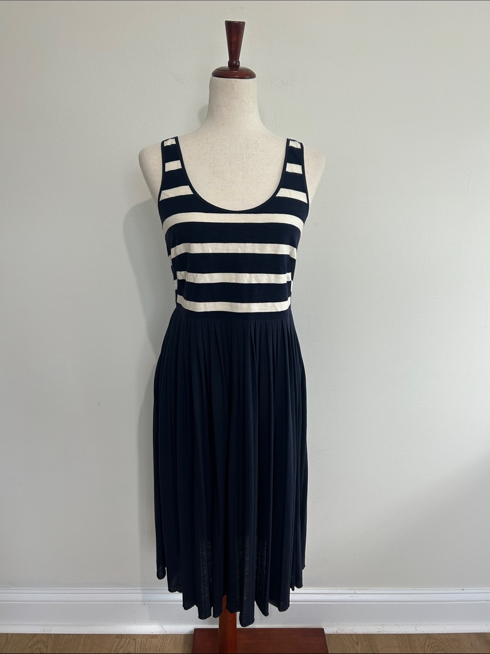 J. Crew Navy and White Striped Tank Midi Dress Size 8
